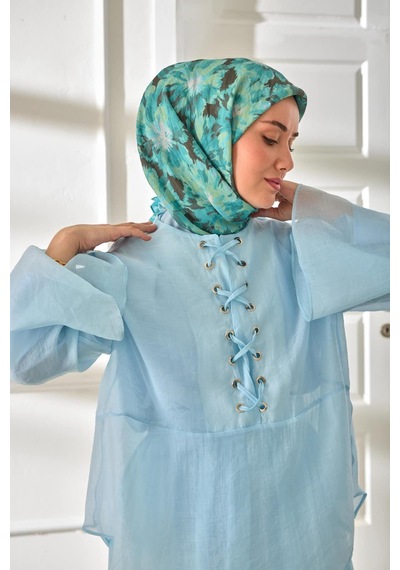 Silk Home Velora Eşarp 161001-24 Turkuaz, Antrasit, Su Yeşili