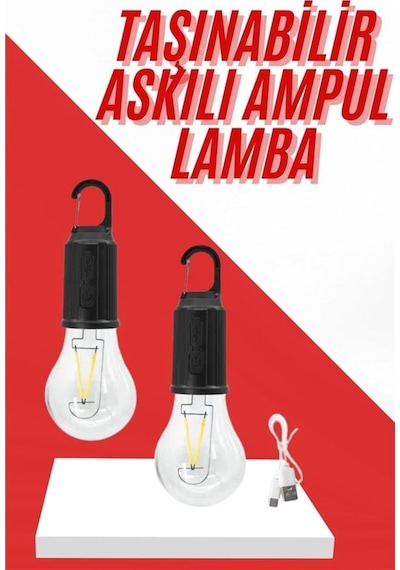 Şarjlı Aydınlatma Ampul Tasarımlı Ambians Işık Askılı Kamp Lambası Hbtkn-prk4930 Çok Renkli