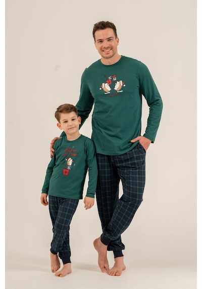 Arnetta Wonderful Time Baba Oğul Yeşil Uzun Kol Pijama Takım Ar3823-a-v1 Ar3823-a-v1