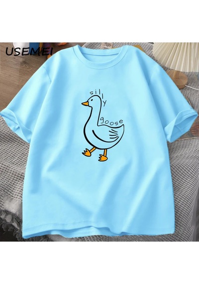 Flood Of Style O Boyun Tee Erkek Giyim Tees Pamuk Rahat Baskı T Shirt Yaz Unis Mavi