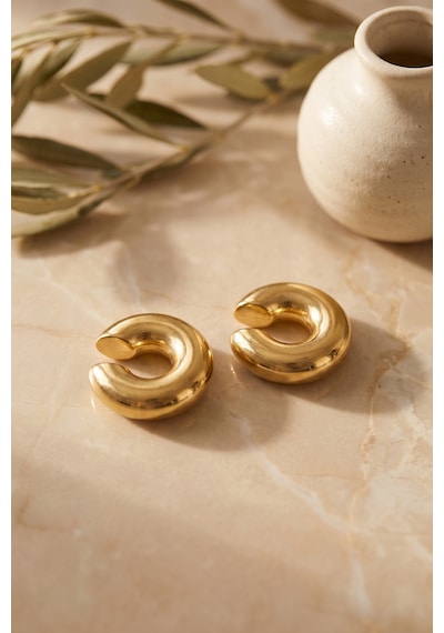 316l Çelik Gold Renk Çiftli Earcuff Küpe Çok Renkli
