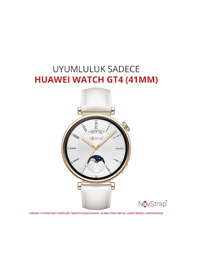 Novstrap Huawei Watch Gt4 41mm İle Uyumlu Kordon 18mm Pimli Çelik Metal Kordon Kayış