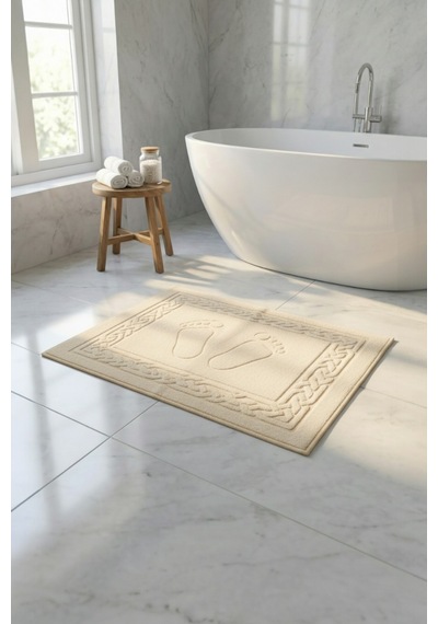 Antrasit Greek Ayak Havlusu - 50x70 Cm, 245 Gr, %100 Pamuk, Spa Ve Otel Banyo Paspası, Günlük Kullanıma Bej