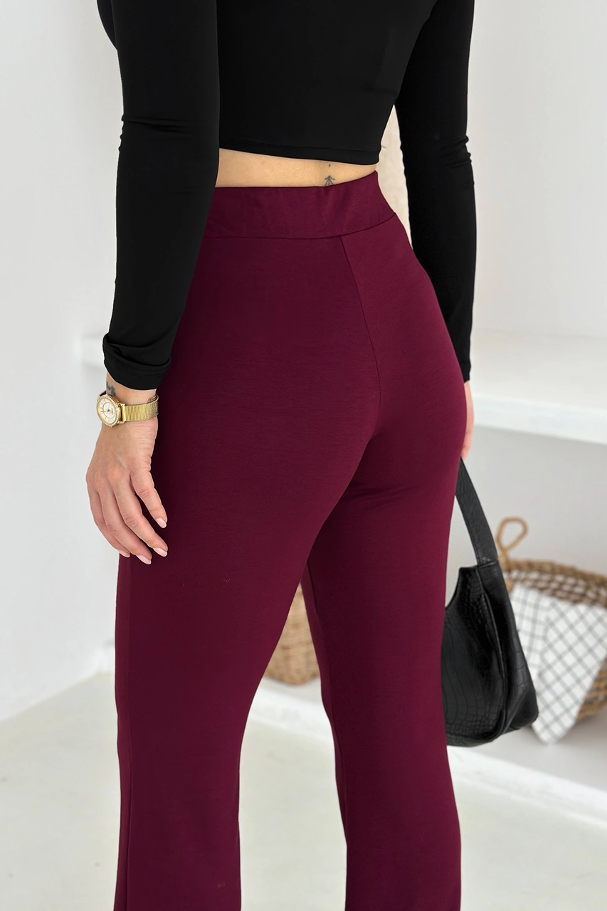 Kadın Yüksek Bel İspanyol Paça Tayt Retro & Şehirli Stil Bordo