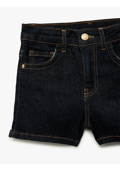 Koton Pamuklu Cepli Denim Şort Koyu İndigo 6skg40109ad Koyu Indigo