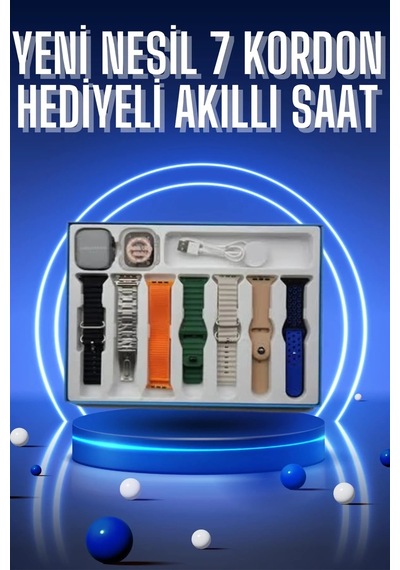 Ers- Akıllı Saat 7 Kordon Hediyeli Takvim Alarm Nabız Ölçer Bildirim Görme Sesli Görüşme