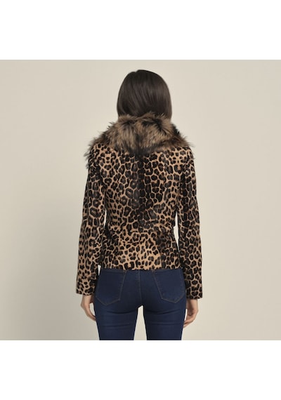 Rouge Kürklü Kadın Deri Mont P253lk Leopar