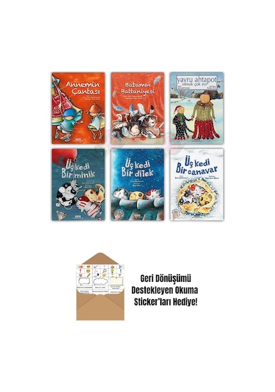 Annemin Çantası Babamın Battaniyesi Yavru Ahtapot Üç Kedi + Okuma Sticker'ları
