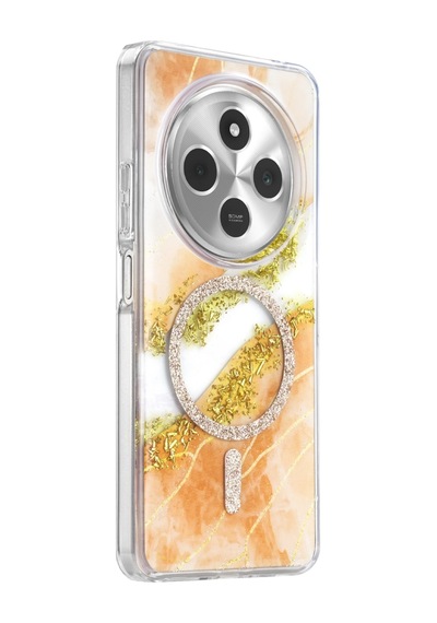 Onegif Xiaomi Redmi 14c Lotus Simli Magsafe Kapak - Turuncu - Turuncu