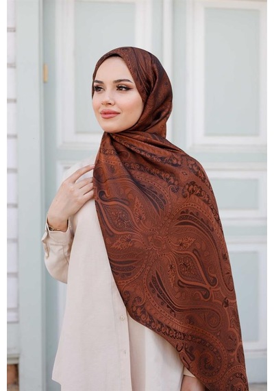 Etro Desen Premium Şal Fındık Kabuğu Çok Renkli
