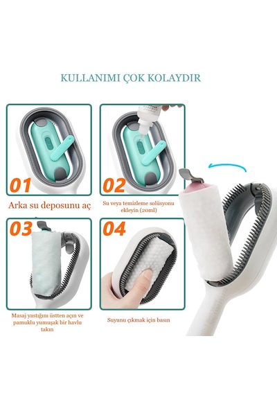 Çift Taraflı Kedi Köpek Tarağı Masaj Etkili Buharlı Kedi Fırçası Su Hazneli Tüy Toplayacı Tarak