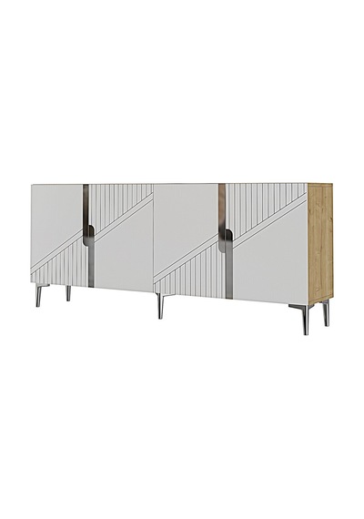 Ka1828dbs Evva Konsol Ve Tv Sehpası Safirmeşe-beyaz-sılver 180cm Safirmeşe - Beyaz - Gümüş