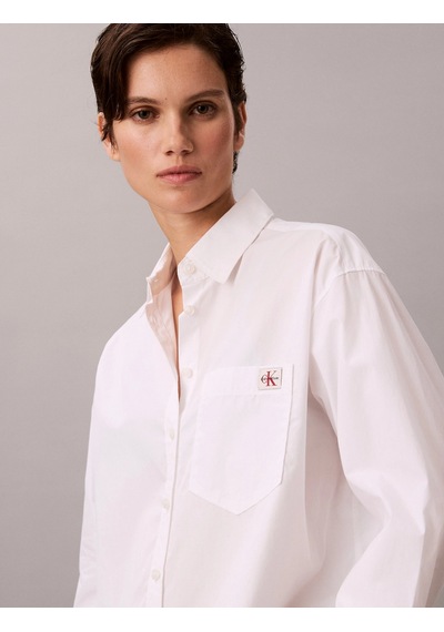Calvin Klein Pamuklu Poplin Rahat Kesim Dokuma Kadın Beyaz Gömlek Lv047f147g-yaa Beyaz