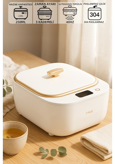 Mioji Mio Uv2c Ultrasonic Protez, Dişlik Ve Takma Diş Temizlik Cihazı Beyaz