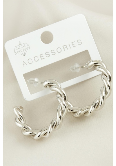 Burgulu - 896 - Trend Halka Metal - Glblseme - Küpe-gümüş Rengi