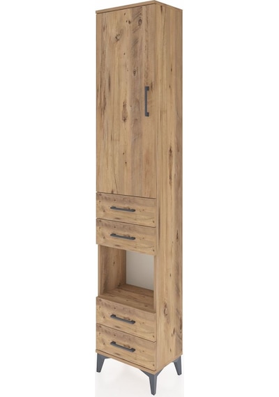 Arges Dolap 3 Raflı 4 Çekmeceli Tek Askılı 44x30x221 Çam-çam Çam
