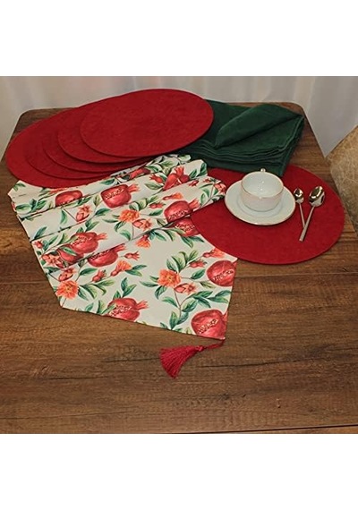 Desenli Beyaz Zemin Arka Plan Dijital Baskılı Runner Amerikan Servis 40x150 Cm S