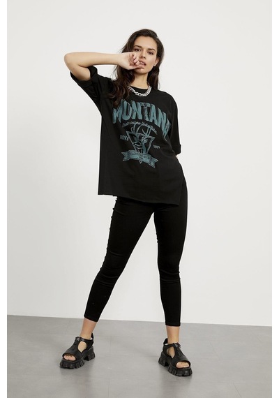 Blackjack Giyim Blackjackgiyim Siyah Montana Oversize Tshirt Siyah