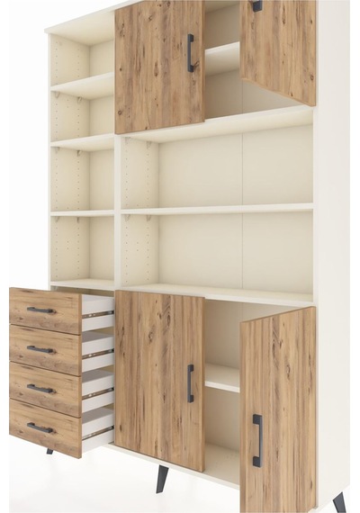 Arges Dolap 9 Raflı 4 Çekmeceli 4 Kapaklı 132x30x195 Aytaşı-ç... Aytaşı