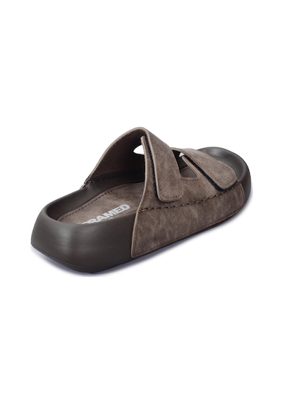 Qramed Orthopedix Çift Bantlı Cırtlı Unisex Spor Terlik Qr25101 Kahverengi