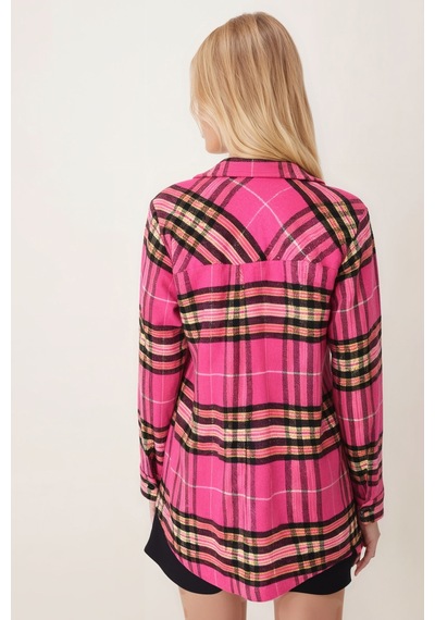 Armonika Kadın Pembe Erkek Yaka Yanları Yırtmaçlı Oversize Ceket Arm-26k001009