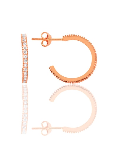 Gümüş Rose Zirkon Taşlı 19 Mm Tamtur Halka Küpe