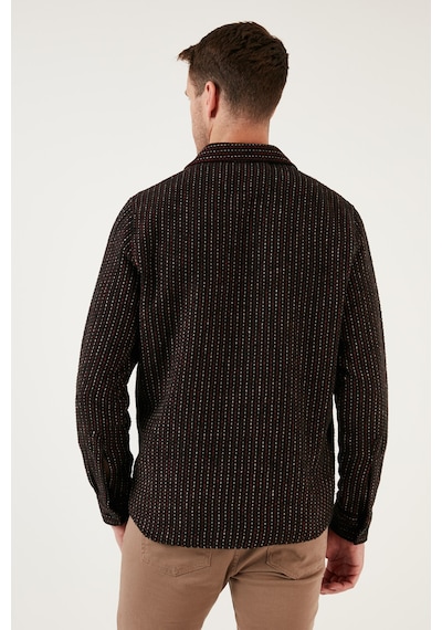Buratti Desenli Cepli Regular Fit Uzun Kollu Kışlık Erkek Gömlek Cf24W127187 Siyah-Bordo