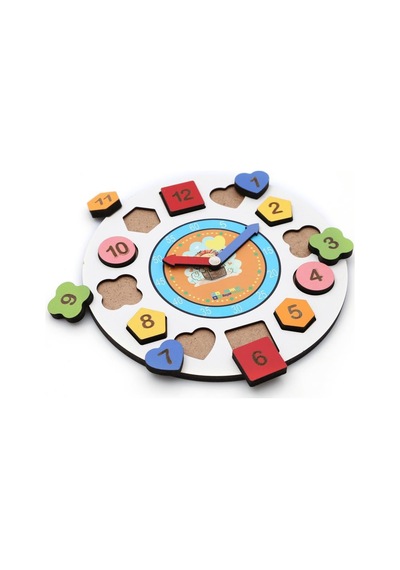 Ahşap Geometri Saat - Eğitici Saat - Ahşap Saat - Oyuncak Saat