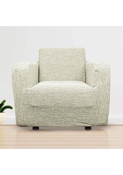 Jakarlı Düz Desen Tekli Koltuk Örtüsü Koltuk Kılıfı Streç Lastikli Esnek Krem 80 X 130 Diğer
