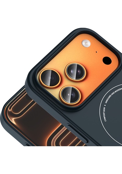 Maks Technology iPhone Uyumlu 17 Pro Kılıf M-safe Şarj Özellikli Kamera Korumalı Mkst Elio Sert Pc Kapak - Lacivert