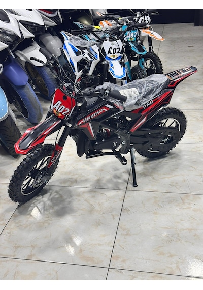 Enbest Benzınlı Çocuk Cros Motoru Hidrolik Frenler 7-17 Yaş Kırmızı