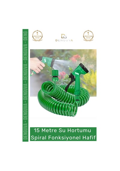 Hortum Profesyonel Bahçe Bakımı Esnek Dayanıklı 15 Metre Su Hortumu Spiral Fonksiyonel Hafif
