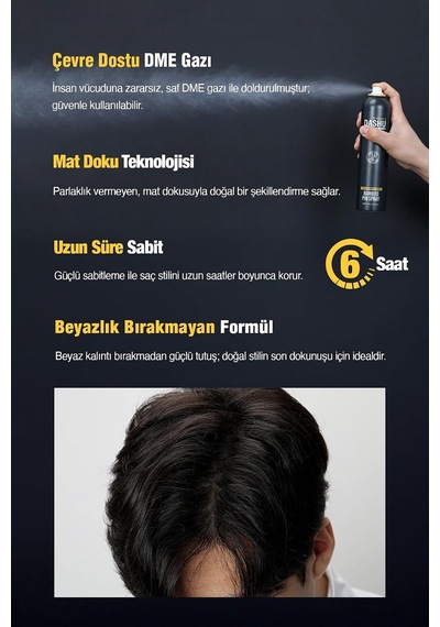 Bambu Özlü Mat Bitiş Ve Güçlü Tutuş Sunan Saç Sabitleyici Sprey For Men Bamboo Pin Spray 300ml Diğer
