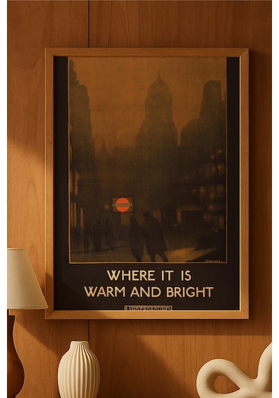 Underground Doğal Ahşap Çerçeveli Poster, Dekoratif Seyahat Duvar Tablosu