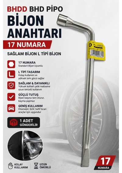 Bhd Pipo Bijon Anahtarı 17 Numara Sağlam Bijon L Tipi Bijon Üniversal 1 Adet