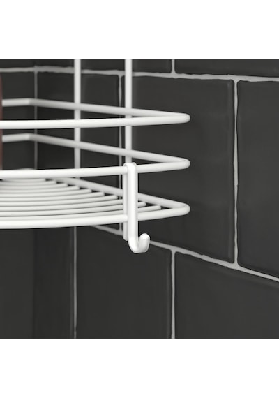 Teknotel Üç Katlı Kancalı Banyo Köşe Rafı Beyaz Bk023H Çok Renkli
