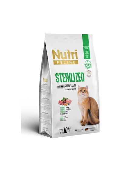 Nutri Feline Adult Sterilised Kısırlaştırılmış Kuzulu Yetişkin Kedi Maması 10 Kg