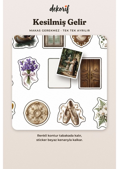 Romantik Çift Sticker Seti 100 Adet - Balo Aşk Ve Zarafet Klasik Ajanda Journal Defter Çıkartma Çok Renkli