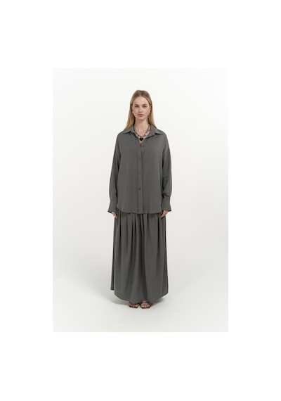 Mai Collection Mai Studios Co. Ginevra Gri Gömlek Etek Takım Gri