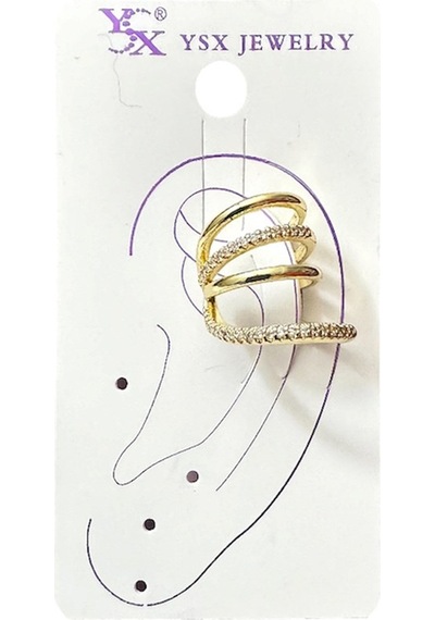 Earcuff Sıkıştırmalı Çelik Kıkırdak Küpe Çoklu Halka Görünümlü Altın Renk