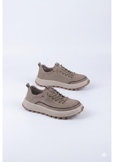 Guja 26y514 Rahat Hafif Taban Tekstil Lastik Bağcıklı Sneaker Erkek Ayakkabı Haki