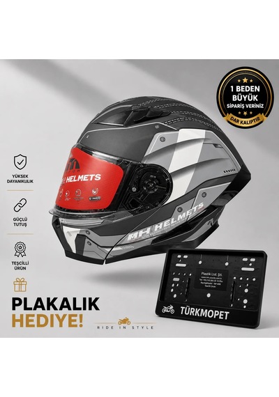 Mh Sports Çene Açılır Güneş Vizörlü Kask + Plakalık Karbon