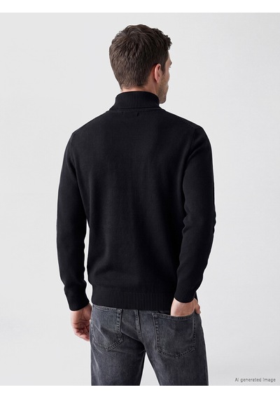 Lcwaıkıkı Classic Siyah Regular Fit Dik Yaka Erkek Triko Hırka