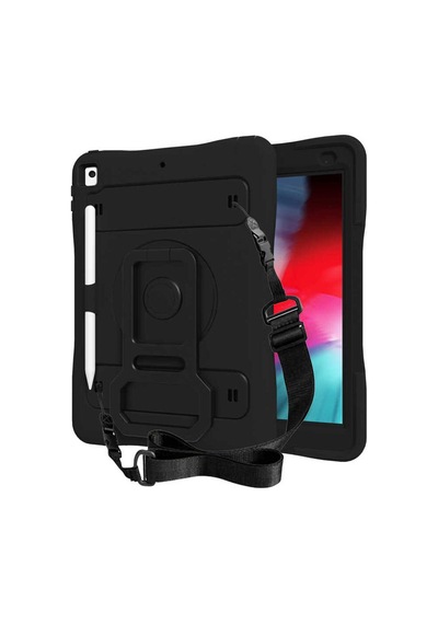 iPad Uyumlu  10.2 2021 9.nesil Sbt Yeni Nesil Kalem Bölmeli Defender Tablet Silikon - Siyah Arka Kapak