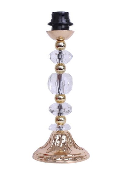 Kırmızı Redviev Cristal Abajur Broşlu Başlık Kristal Metal Ayaklı Klasik Model Abajur 50x30cm