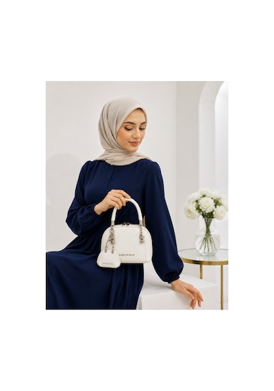 Just Polo İthal Özel Tasarım Aksesuarlı Kadın Çapraz Çanta - Modern Ve Zarif Beyaz 63343624