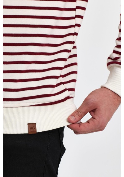 Alexander Gardi Alexandergardı Bisiklet Yaka Çizgili Sweatshirt E23-761a-erk Bordo
