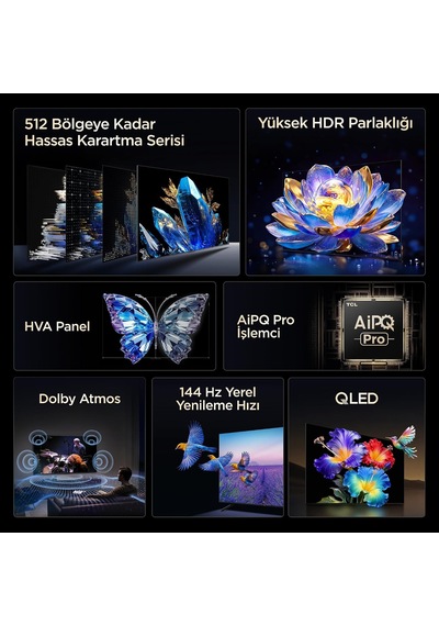 TCL 50" Akıllı Tv 50Q6C 4K QD-mini Led Renkli Quantum Crystal Hdr10+ Oyun Google TV 144hz D (Yenilenmiş)