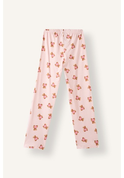 Defacto Ayıcık Desenli Düğmeli 2li Pijama Takımı Kız Çocuk I6087a826wnpn114 Pembe-pn114