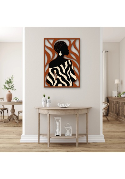 Zebra Desenli Kadın Silüeti - Metal Tablo - Dec0377 37 X 50 Cm Çok Renkli